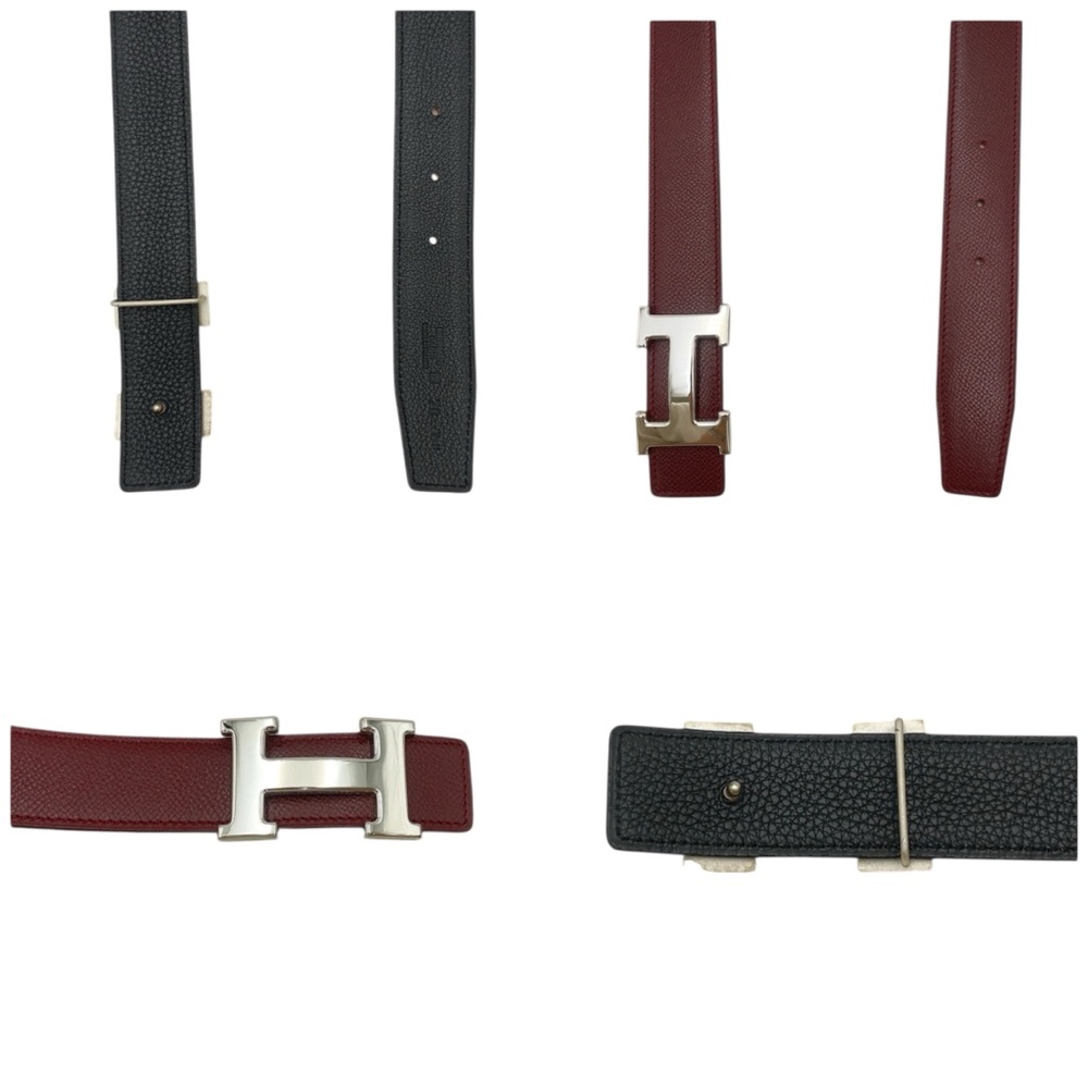 Auth HERMES EUC H Belt 70SV F Engraved Red/Black Reversible W/Box BA020136 - Picture 11 of 17